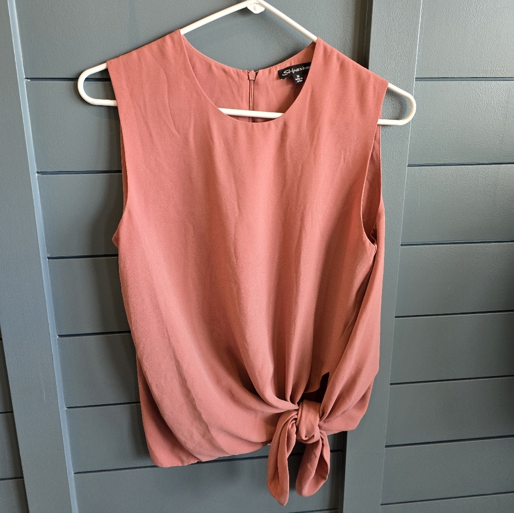 Sleeveless Tie-Front Blouse - Rose